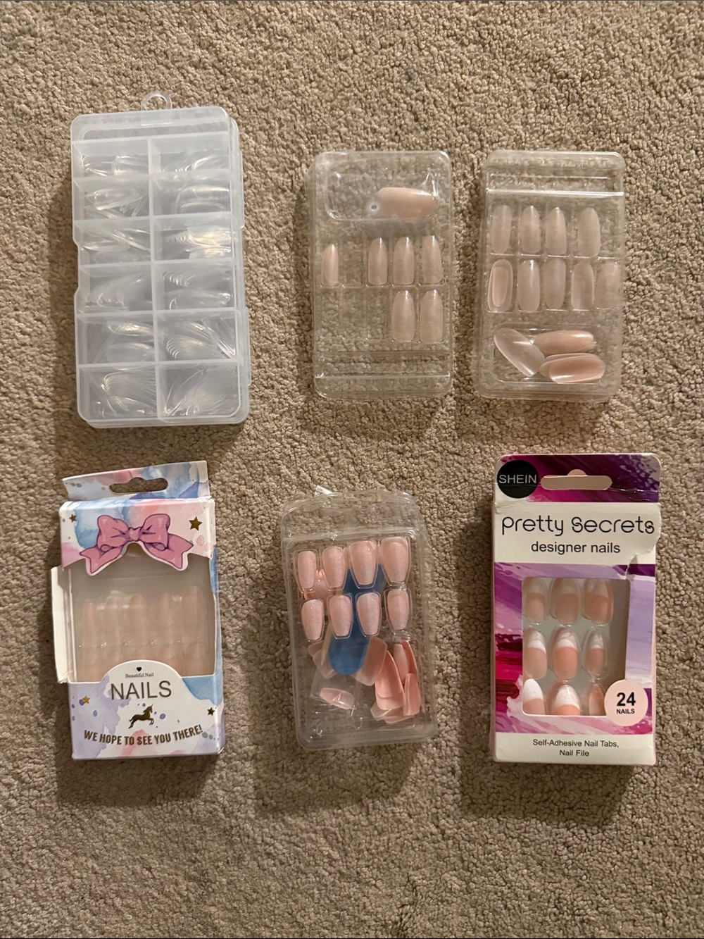 SHEIN Nude Pink Press-On Nail Set Assortment